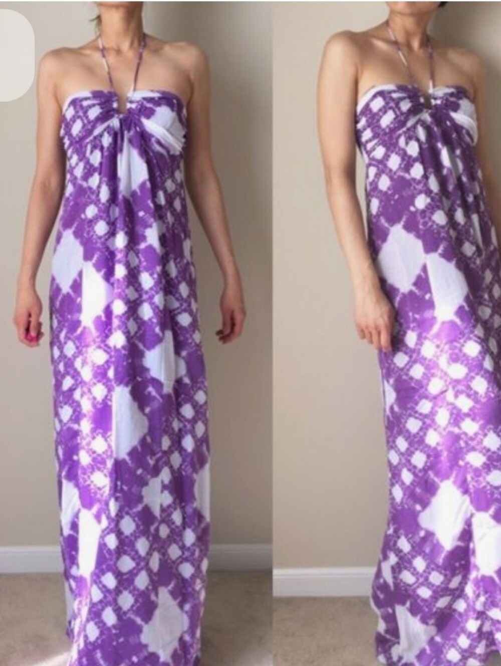 BCBGeneration Purple and White Maxi Dress
